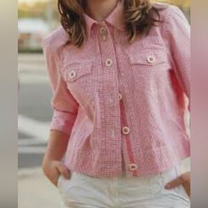 Pink Gingham Seersucker Jacket Sz 14 | Preppy Spring Easter Cottagecore Vichy